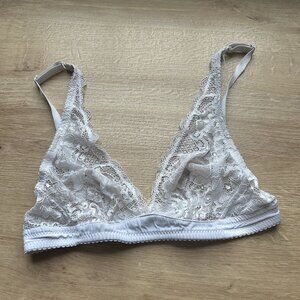 Brandy Melville White Lace Triangle Bralette Women's One Size OS